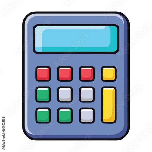A functional sleek calculator with clear buttons, isolated on a white background, symbolizing mathematics, precision, and accounting.