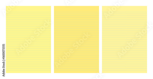 Set of yellow legal pad pages with lined or grid designs