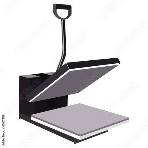 Heat press machine illustration for t-shirt printing and sublimation