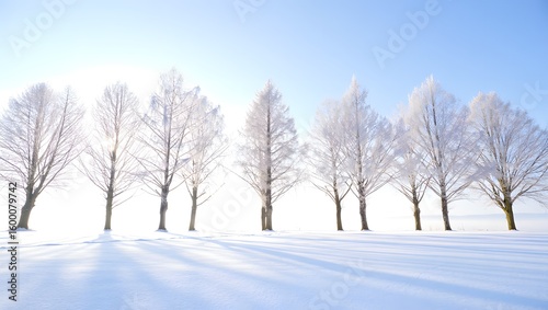 Wallpaper Mural Winter landscape with snow covered trees, frozen nature scene, seasonal background Torontodigital.ca