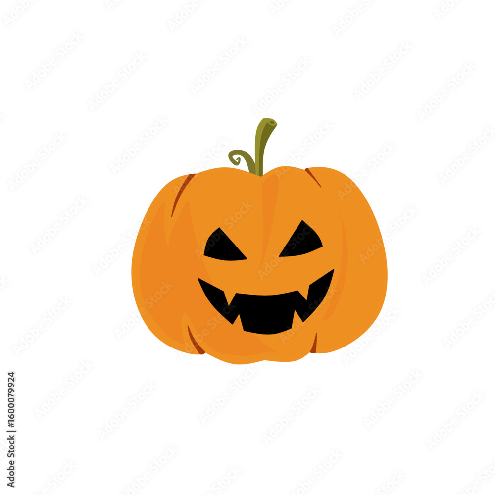 Fototapeta premium Halloween style cartoon pumpkin illustration with unique and imaginative facial expression