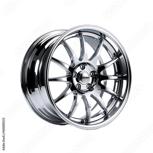 Stylish Car Rim with Polished Metallic Finish

