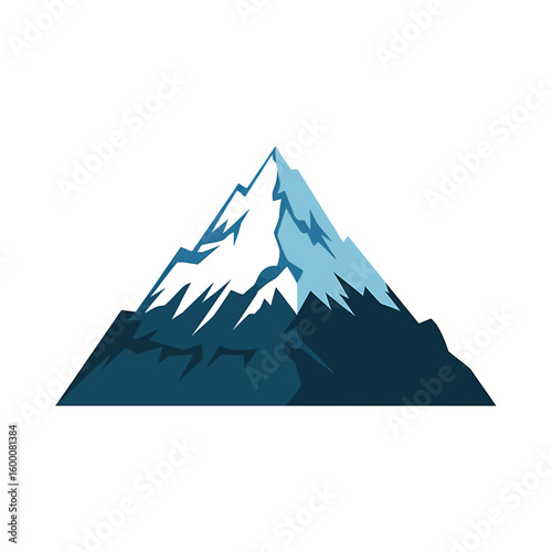 Majestic Mountain Peak Vector Illustration with Snow Capped Summit and Dramatic Ridges Perfect for Logo Design or Backgrounds