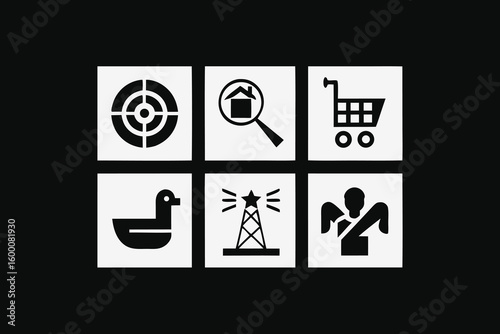 Target search house shopping cart duck tower person vector