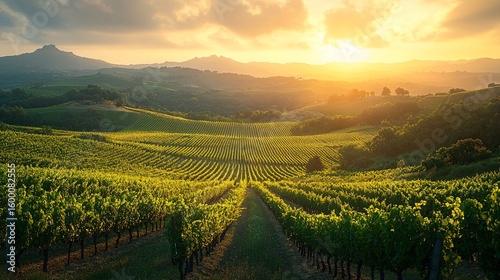 Wallpaper Mural Golden Hour Sunset Over Rolling Farmland Hills Torontodigital.ca