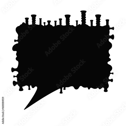 Silhouette speech bubble with Frankenstein bolts – Halloween decoration, copyspace