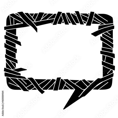 Silhouette of mummy wrap speech bubble – Halloween theme, copy-space