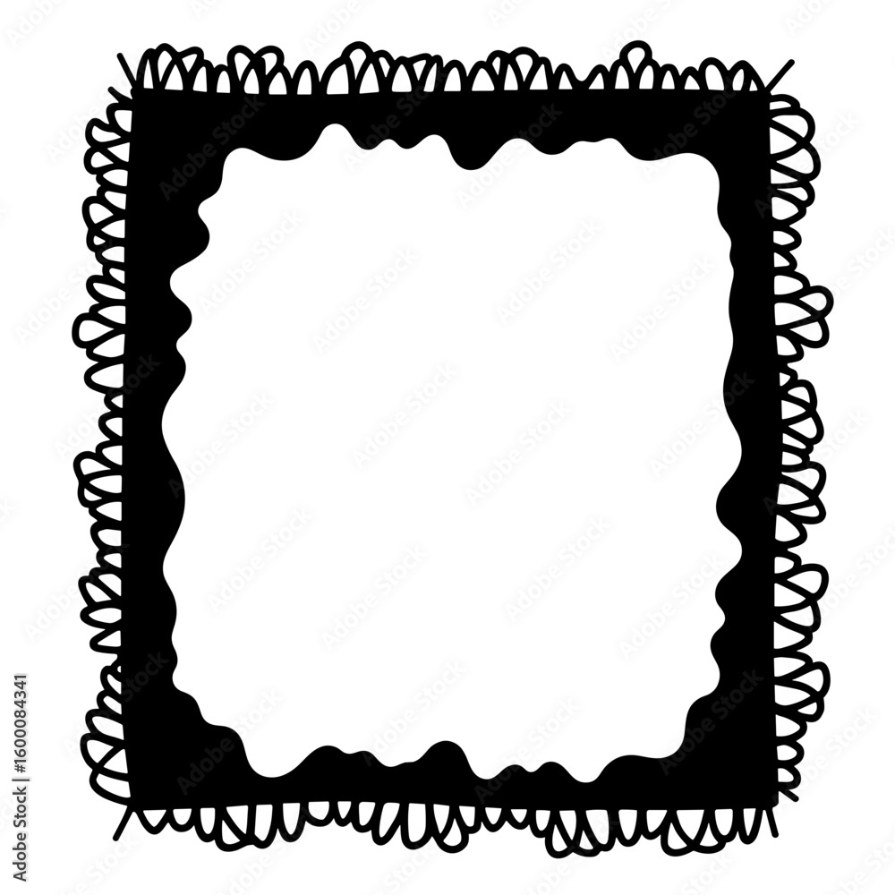 Lace-edged black rectangular frame silhouette, cozy autumn textile design Lace-edged black rectangular frame silhouette, cozy autumn textile design