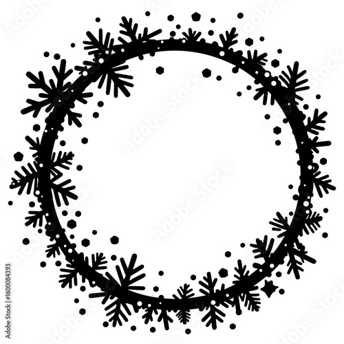 Snowflake and confetti frame, winter holiday decoration, copyspace