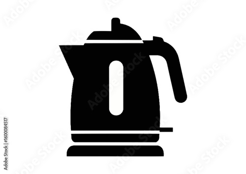 Electric kettle illustration in minimalistic style on white background with copy space
