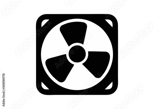 Table fan illustration in minimalistic style on white background with copy space
