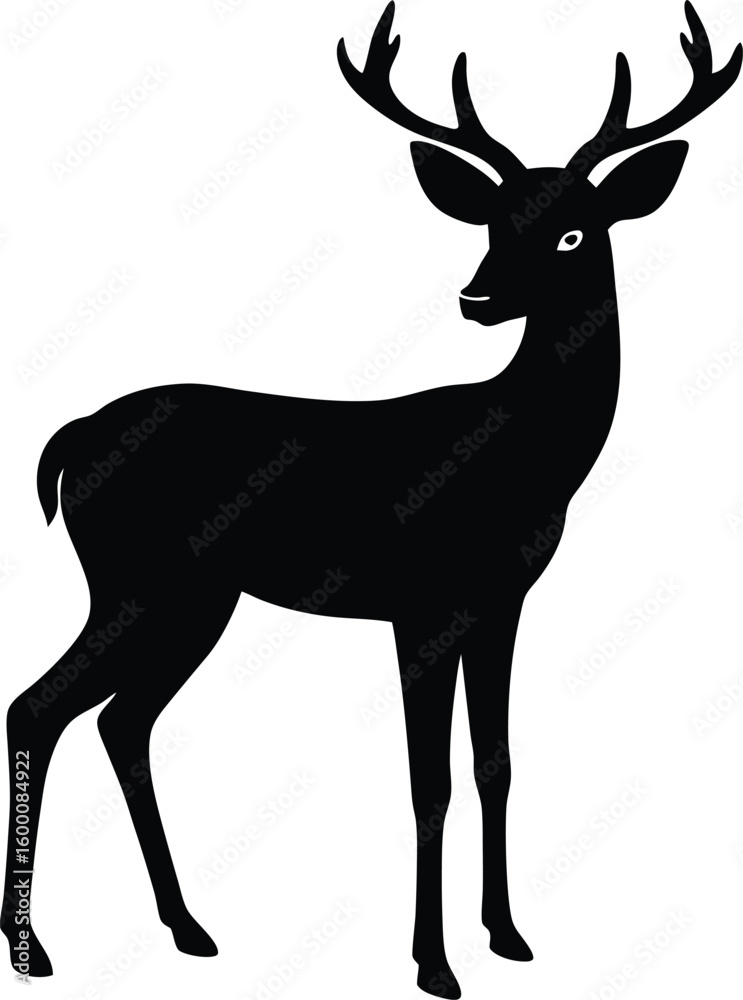 Fototapeta premium Elegant Deer Silhouette Standing Proudly in a Fieldnew 2025 trendy