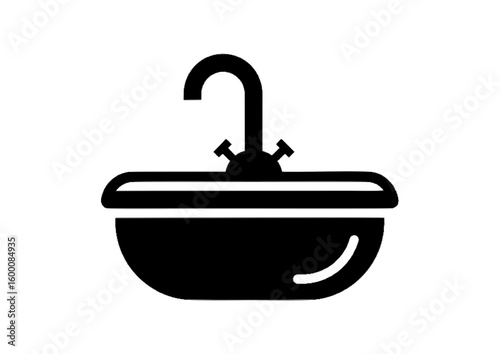 Sink illustration in minimalistic style on white background with copy space
