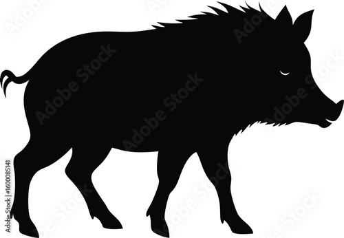 Silhouette of a wild boar standing on a white background new 2025 trendy