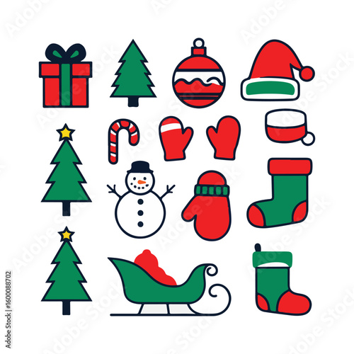 set of christmas icons