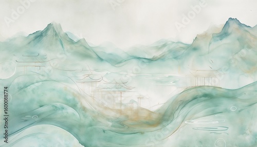 Serene Ancient Chinese Landscape Featuring Tranquil Pagodas And Nature