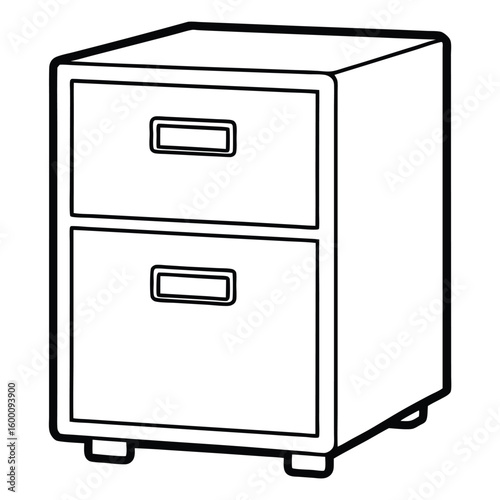 Filing cabinet with two drawers isolated on transparent background