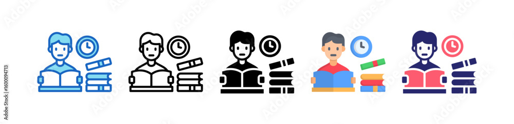 Study Multiple Style Icon Set Collection.  