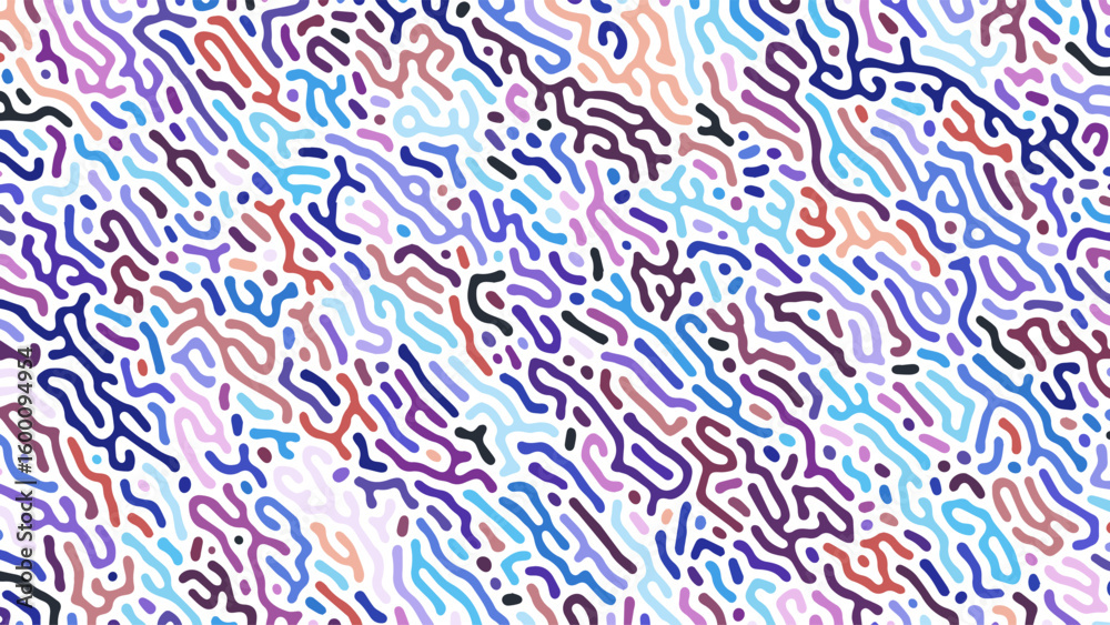 Fototapeta premium ABSTRACT BLUE ORANGE PURPLE COLORFUL LINES TURING PATTERN ROUGH DESIGN REACTION DIFFUSION BACKGROUND VECTOR GOOD FOR WALLPAPER, COVER,POSTER 