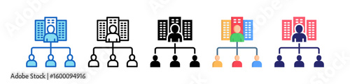 Organization Multiple Style Icon Set Collection.  