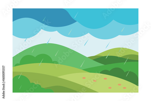 Soft Rolling Hills Under A Gentle Spring Rain