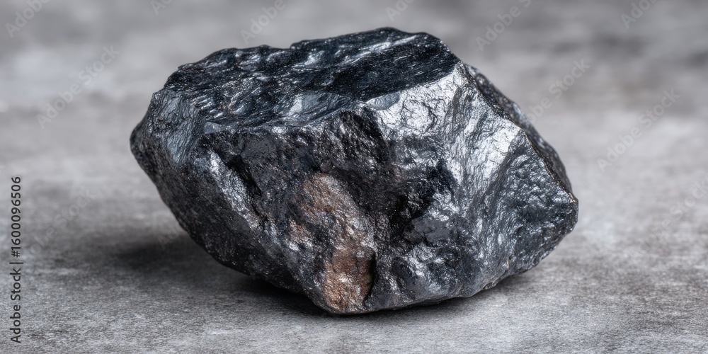 Fototapeta premium A detailed view of a raw charcoal stone