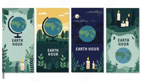 Earth Hour Illustration Set