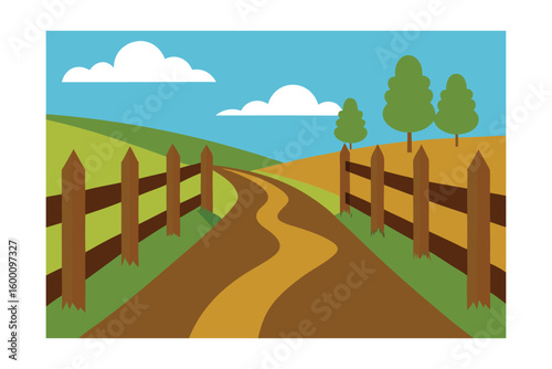 Rustic Wooden Fence Lining A Country Lane