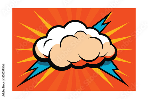 Retro Comic Cloud Burst Bold Lines Halftone
