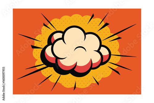 Retro Comic Cloud Burst Bold Lines Halftone