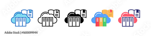 Cloud Library Multiple Style Icon Set Collection.  