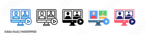 Webinar Multiple Style Icon Set Collection.  