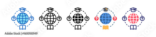 Global Education Multiple Style Icon Set Collection.  