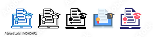 Online Certificate Multiple Style Icon Set Collection.  