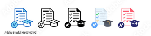 Grades Multiple Style Icon Set Collection.  