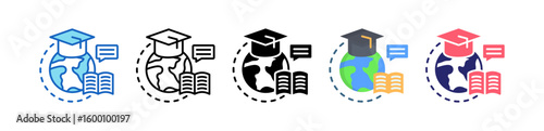 Global Learning Multiple Style Icon Set Collection.  
