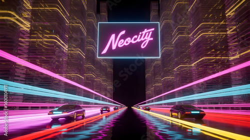Experience the Futuristic Neon Glow of Neocity Driving Through Vibrant Digital Streets at Night