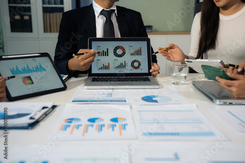 Businessmen team or financial data analysts working. Plan to analyzing projects in the office.