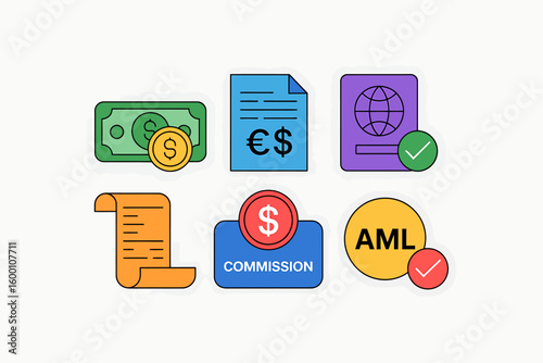 Financial document icons for loan application process