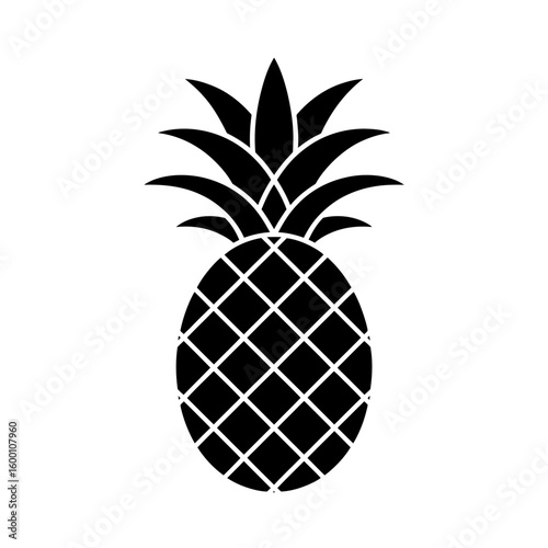 Simple black silhouette of a pineapple fruit