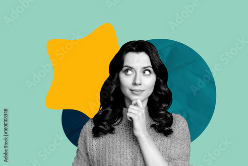 Composite trendy magazine photo collage of excited businesswoman receive career promotion best star achievement goal progress
