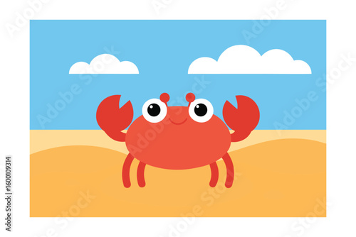 Cartoon Crab Beach Sky Playful Mood