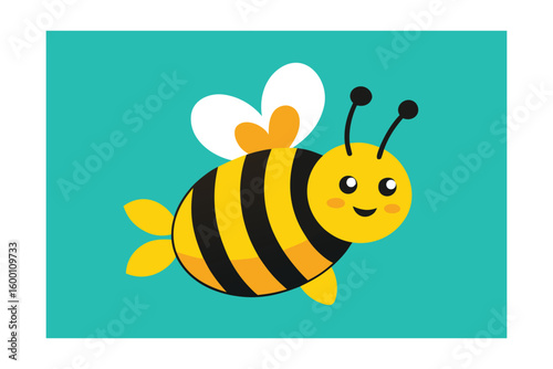 Cartoon Bee Buzzing Over A Flower Yellow And Black Stripes