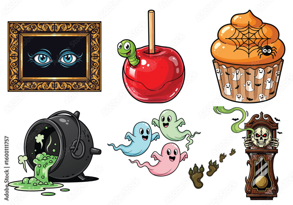 Fototapeta premium Halloween themed vector illustration with spooky elements