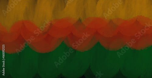 Abstract paint brush textured stripes in traditional African colors red, yellow green on black background. Black history month brush color background, african flag colors, icon of african american