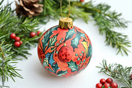 Christmas tree with festive ornaments and holiday decorations