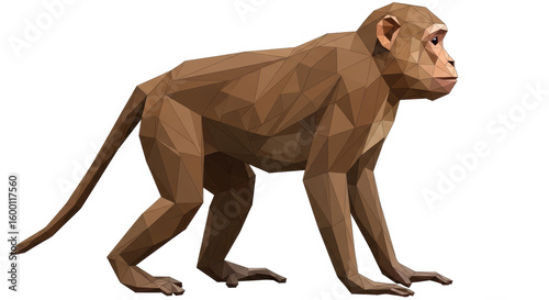 Photos Isolated Low poly geometric monkey