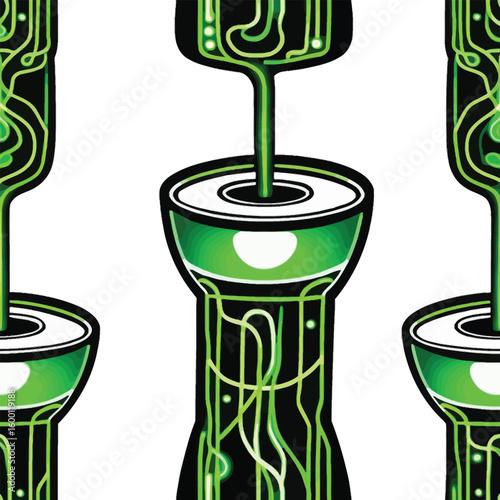 Cute Sushi Candle Vibrant And Playful Digital Illustration Of Traditional Candle In The Form Of A Sushi Piece Adorned With Neon Green Glowing Circuits For Cheerful Modern Design