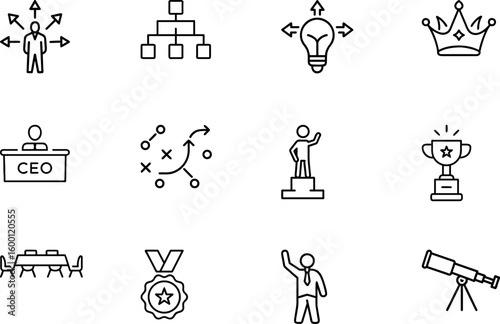 Corporate Leadership Essential Outline Icon Bundle