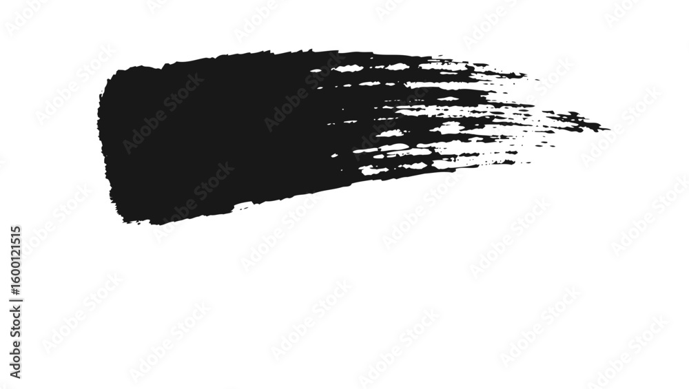 Fototapeta premium A textured black brush stroke tapers to a fine point on a white background providing a versatile and